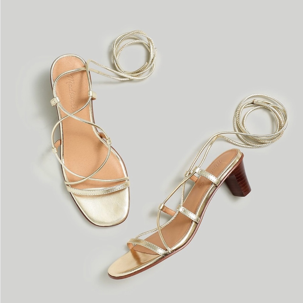 Madewell Gold Jeanine Lace-up Heels